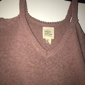 Oversized dusty rose pink cold shoulder sweater